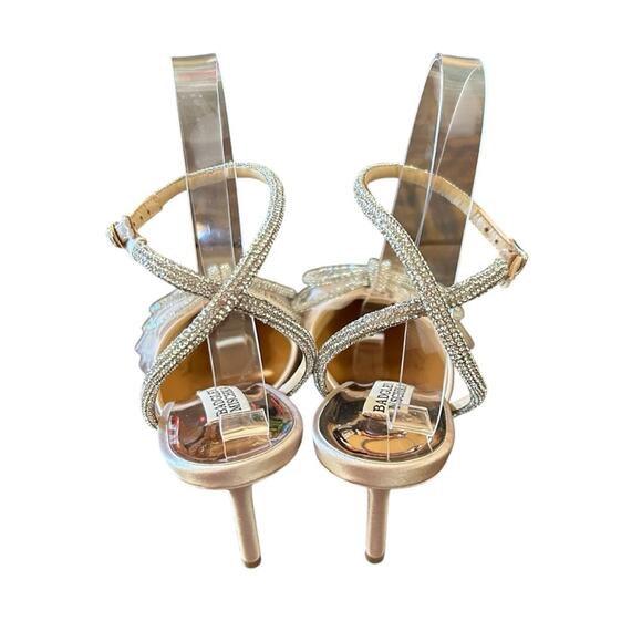 Badgley Mischka Sacred Embellished Bow Ankle Strap Pumps Wedding Formal NEW 6 - Picture 7 of 13